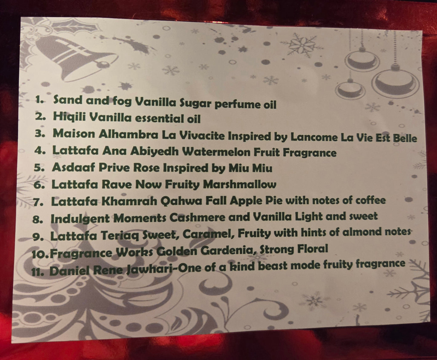 12 days of Christmas Fragrance Samples